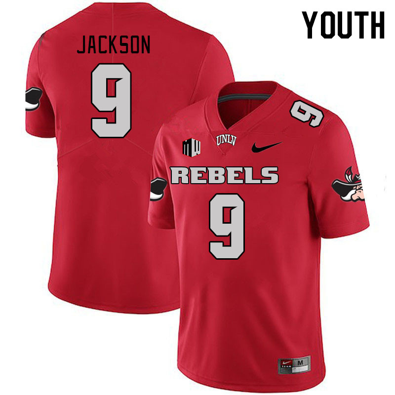 Youth #9 Alan Jackson UNLV Rebels 2023 College Football Jerseys Stitched-Scarlet
